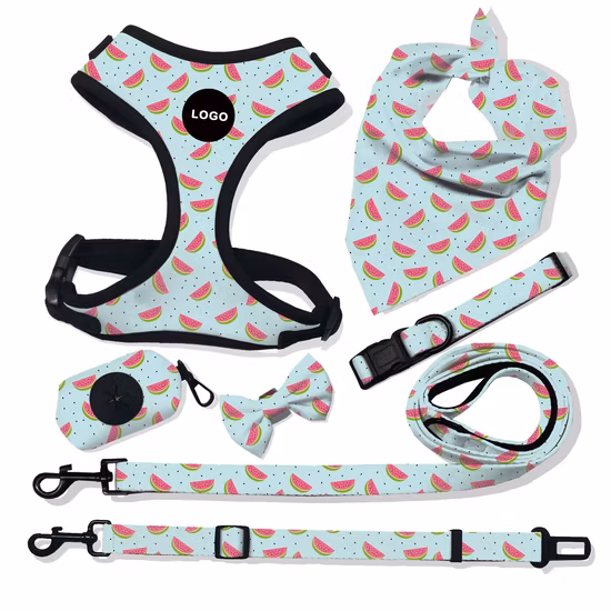 Set di imbracature e guinzagli tattici per cani, modello logo personalizzato, cintura per cani in nylon a rete, sublimazione personalizzata, forniture per animali domestici, realizzazione di accessori per animali domestici